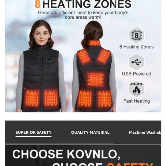 NWOT Women's Heated Vest, size M (no battery included) - Picture 7 of 7